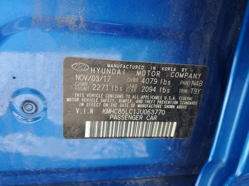2018 HYUNDAI IONIQ LIMITED  