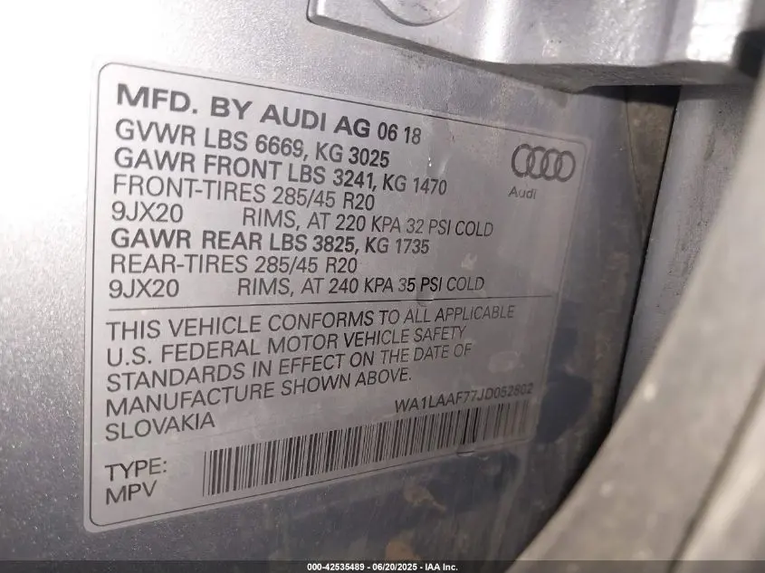 2018 AUDI Q7 3.0T PREMIUM