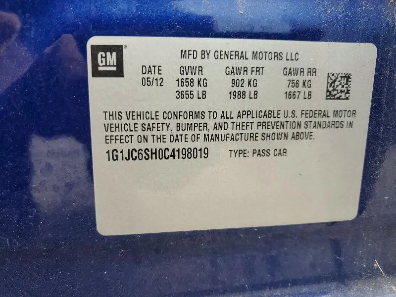 2012 CHEVROLET SONIC LT  