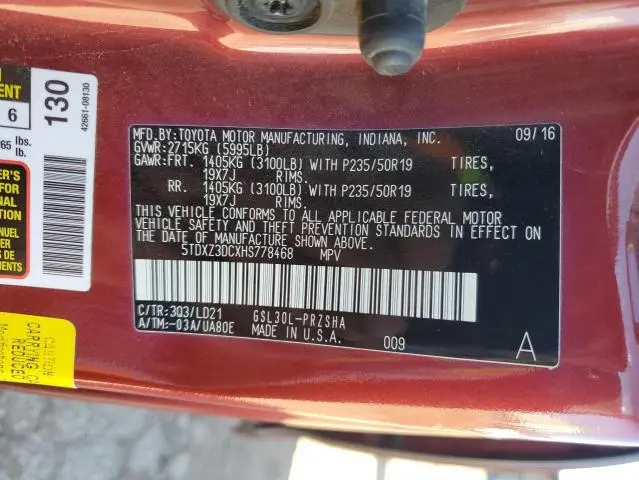 2017 TOYOTA SIENNA SE  