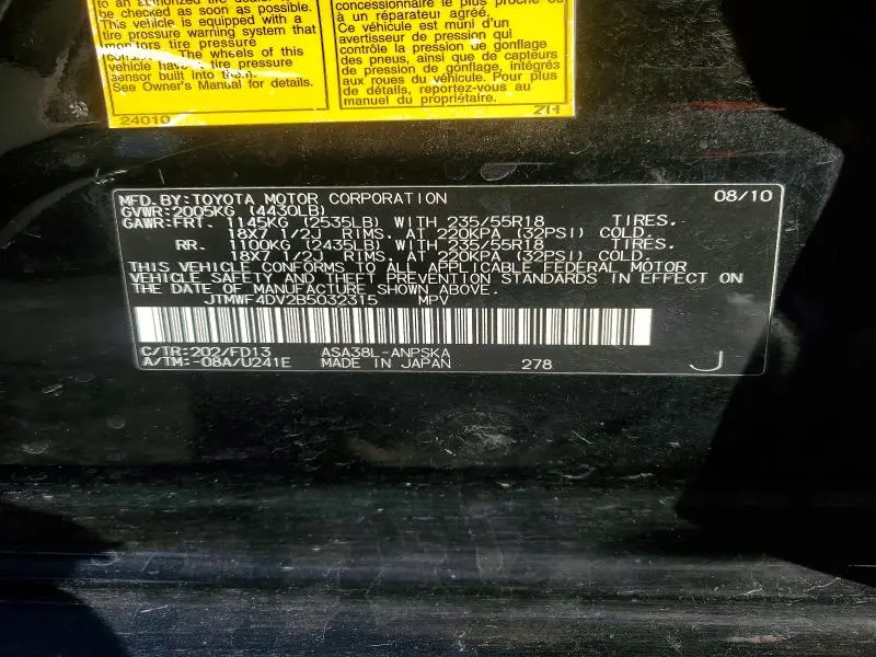 2011 TOYOTA RAV4 SPORT  