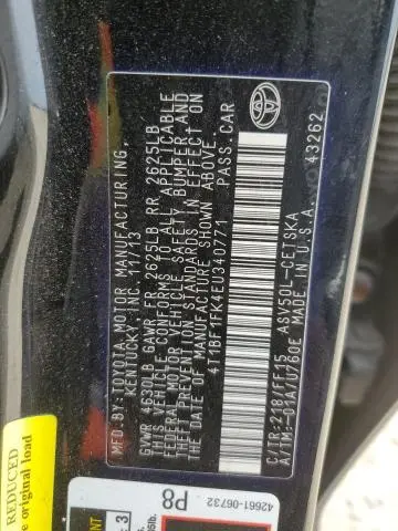 2014 TOYOTA CAMRY L  