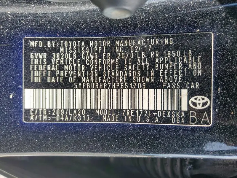 2017 TOYOTA COROLLA XSE  