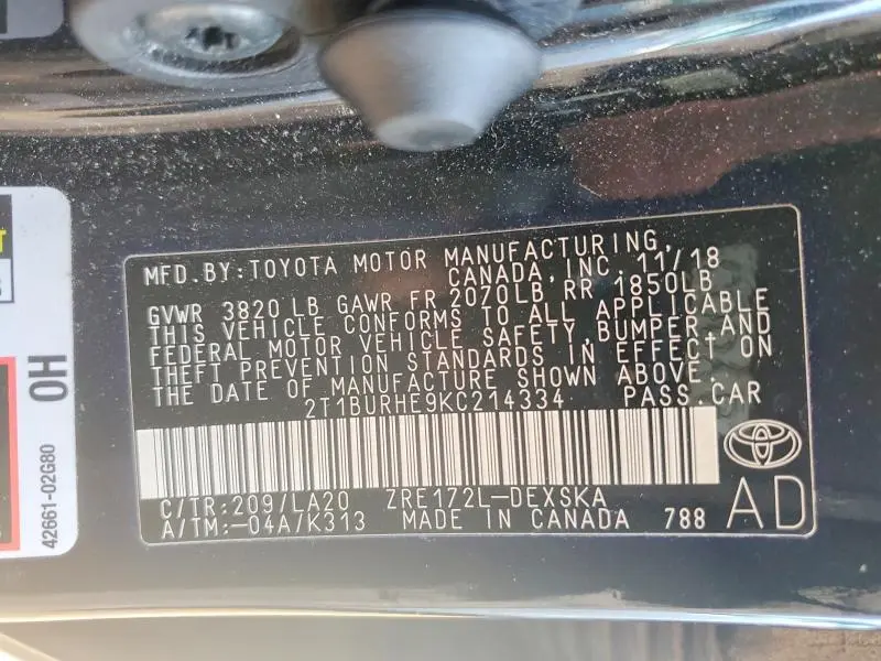 2019 TOYOTA COROLLA XSE  