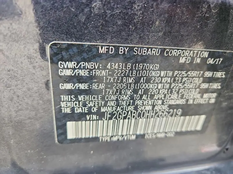2017 SUBARU CROSSTREK PREMIUM  