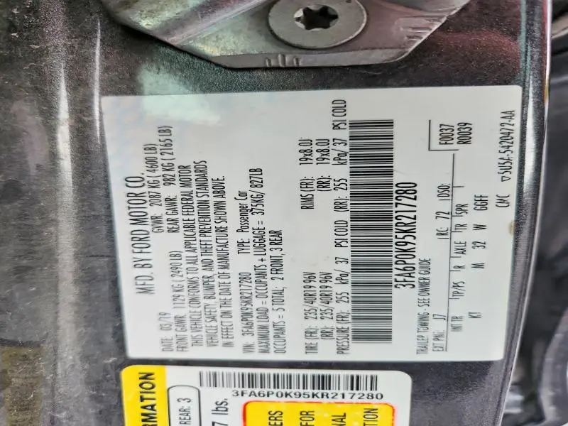 2019 FORD FUSION TITANIUM  