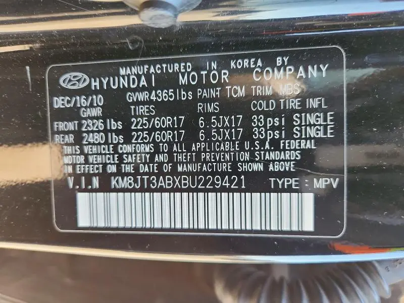 2011 HYUNDAI TUCSON GL  