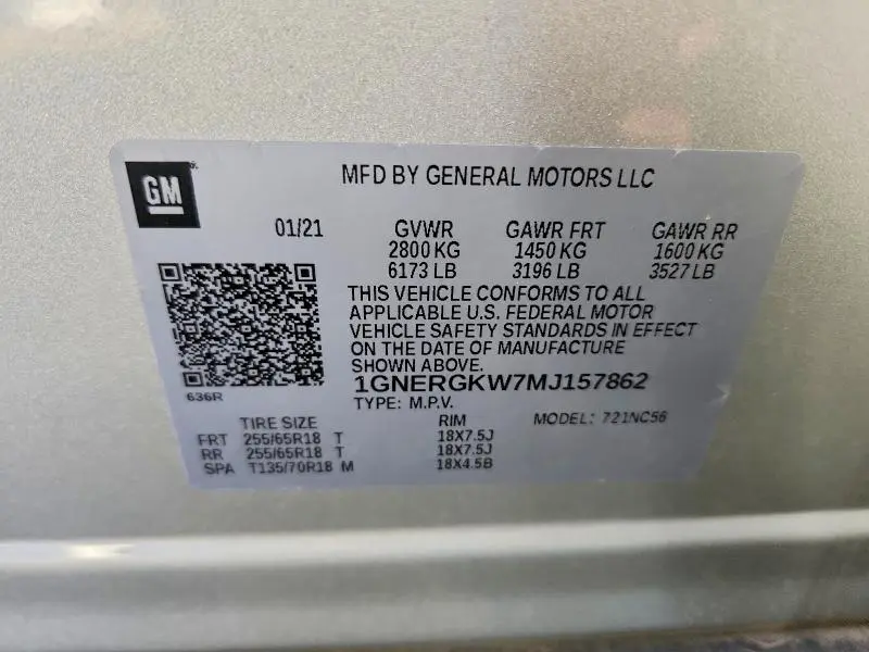 2021 CHEVROLET TRAVERSE LT  