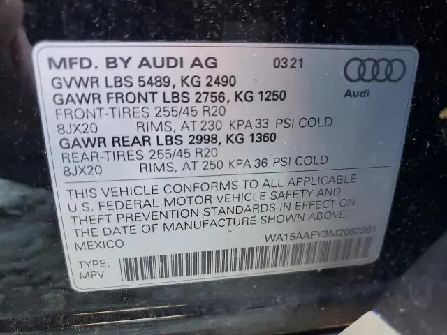 2021 AUDI Q5 SPORTBACK PREMIUM PLUS  