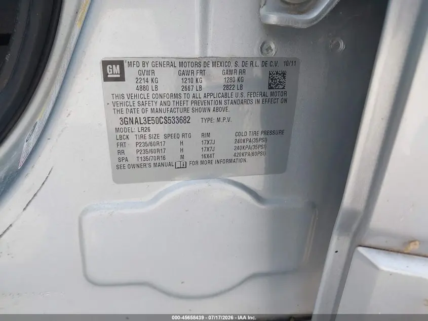 2012 CHEVROLET CAPTIVA SPORT LT