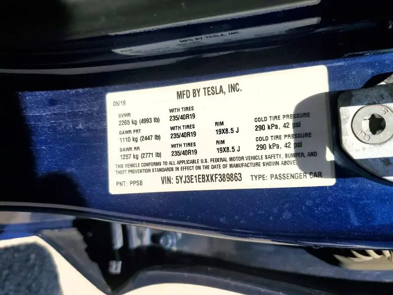 2019 TESLA MODEL 3   