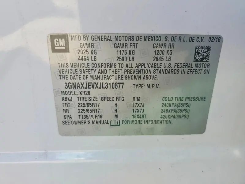 2018 CHEVROLET EQUINOX LT  