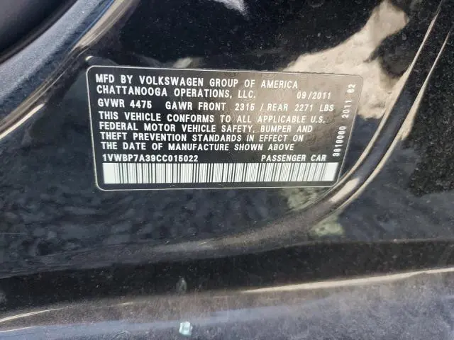 2012 VOLKSWAGEN PASSAT SE