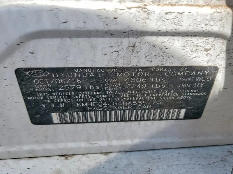 2017 HYUNDAI AZERA BASE  
