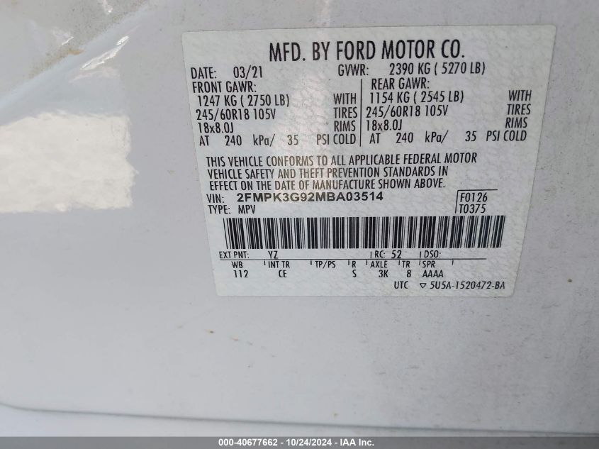 2021 FORD EDGE SE