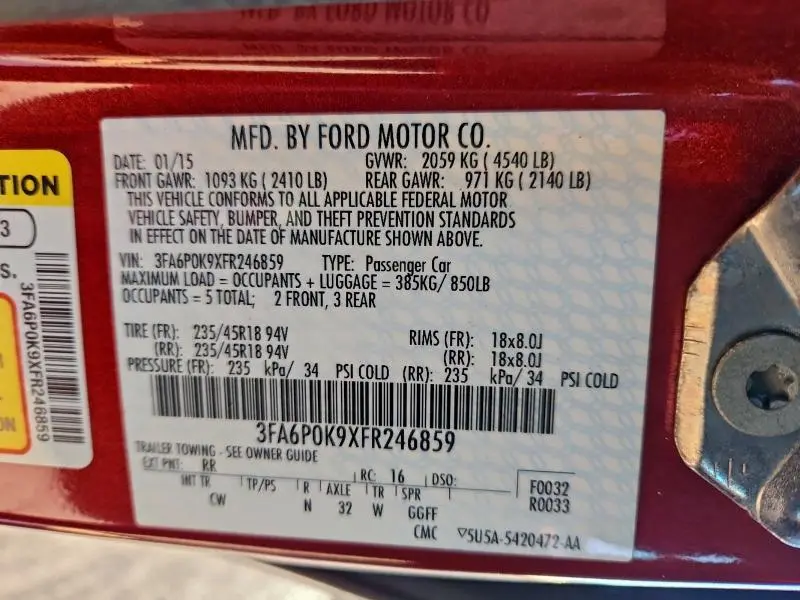 2015 FORD FUSION TITANIUM  