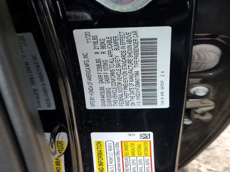 2021 HONDA ACCORD SPORT  