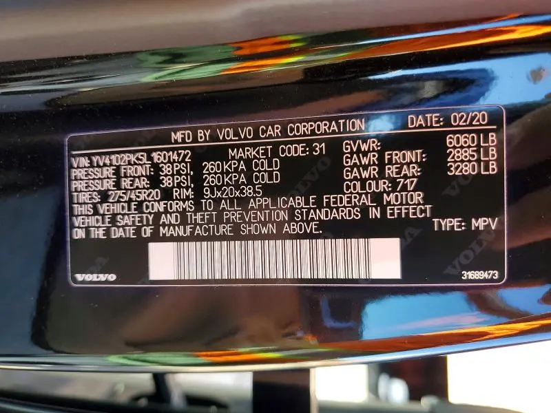 2020 VOLVO XC90 T5 MOMENTUM  
