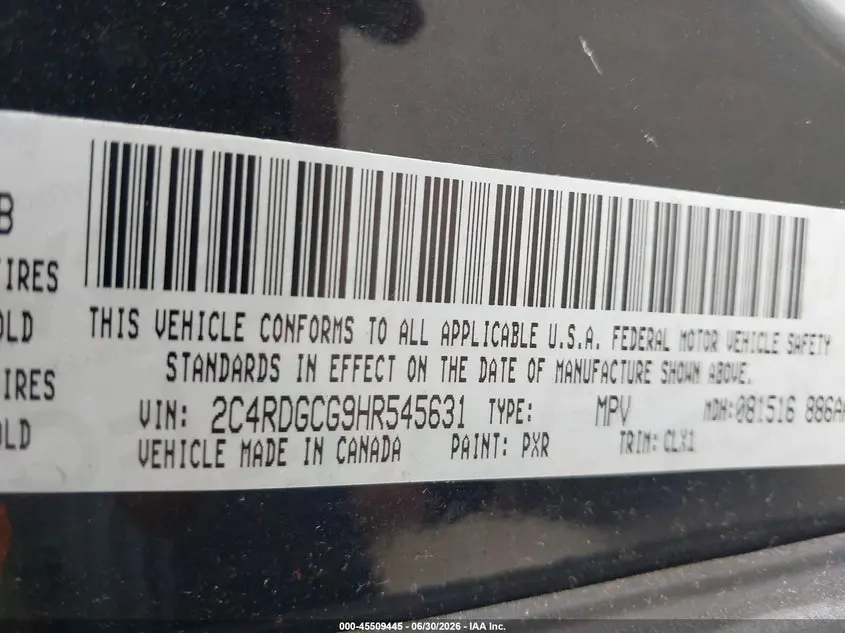 2017 DODGE GRAND CARAVAN SXT