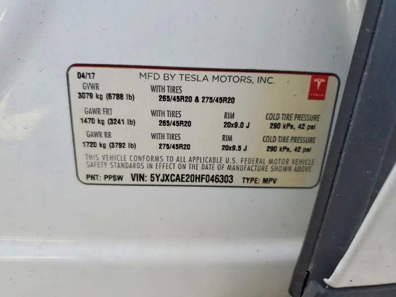 2017 TESLA MODEL X   