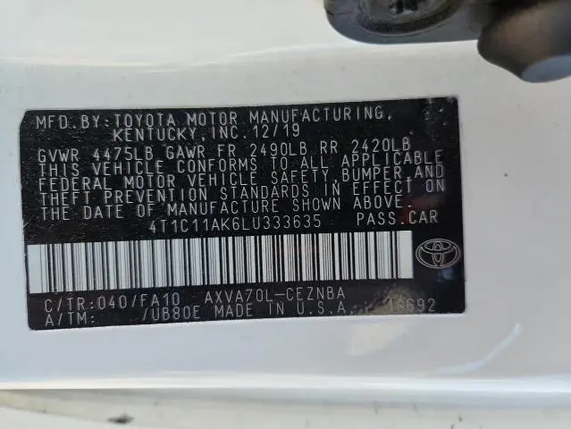 2020 TOYOTA CAMRY LE  