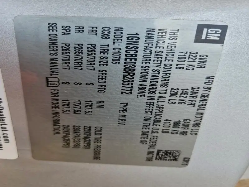 2011 CHEVROLET TAHOE C1500 LT  