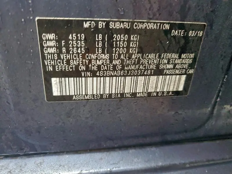 2018 SUBARU LEGACY 2.5I  