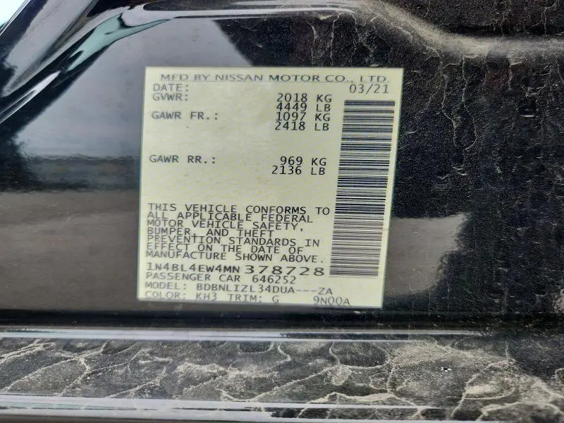 2021 NISSAN ALTIMA SL  