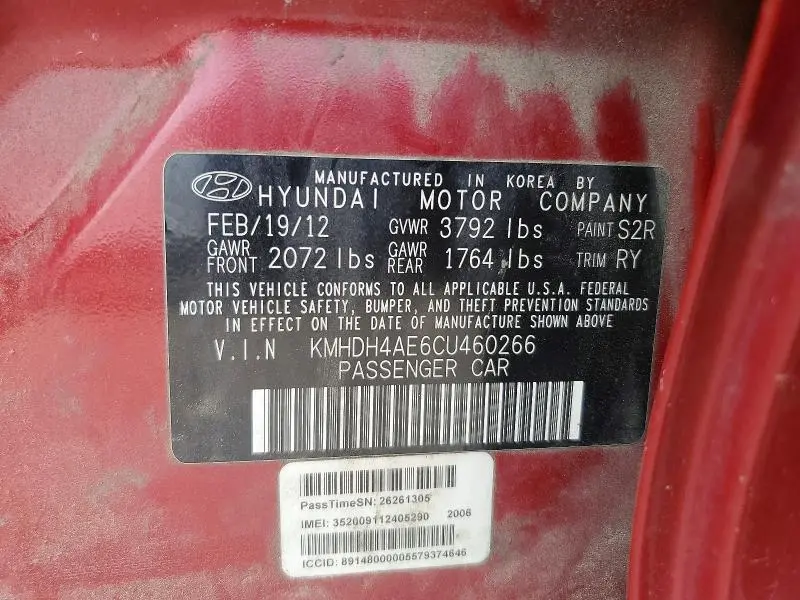 2012 HYUNDAI ELANTRA LIMITED  