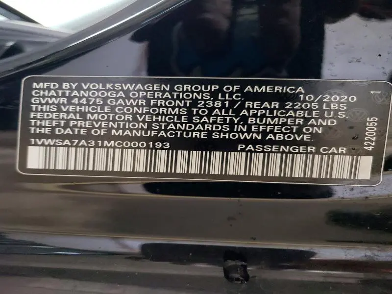 2021 VOLKSWAGEN PASSAT SE  