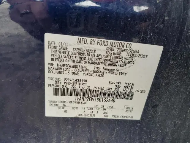 2011 FORD TAURUS SEL