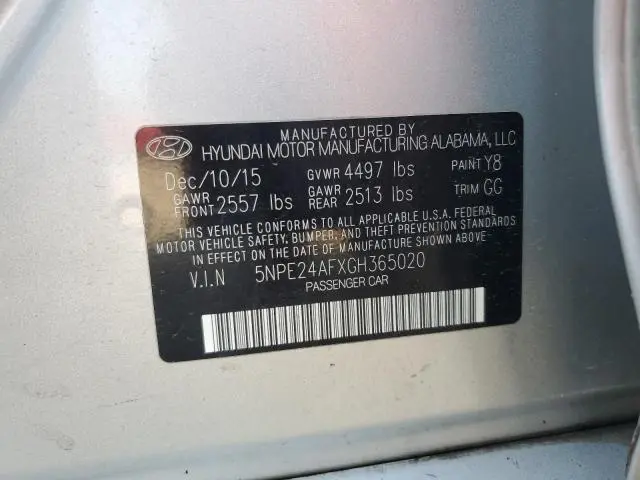 2016 HYUNDAI SONATA SE  