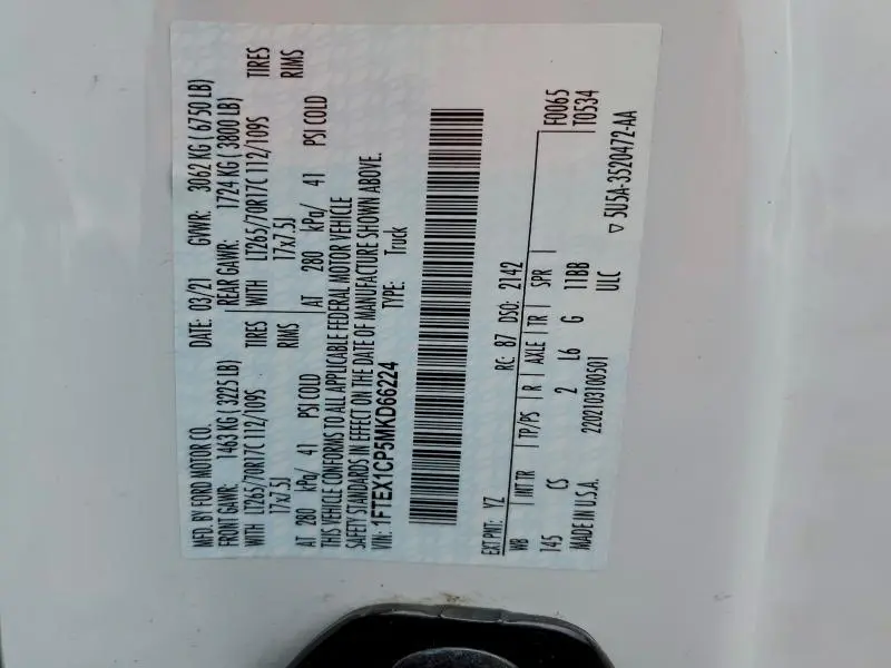 2021 FORD F150 SUPER CAB  