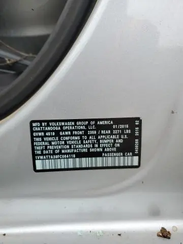 2015 VOLKSWAGEN PASSAT S  