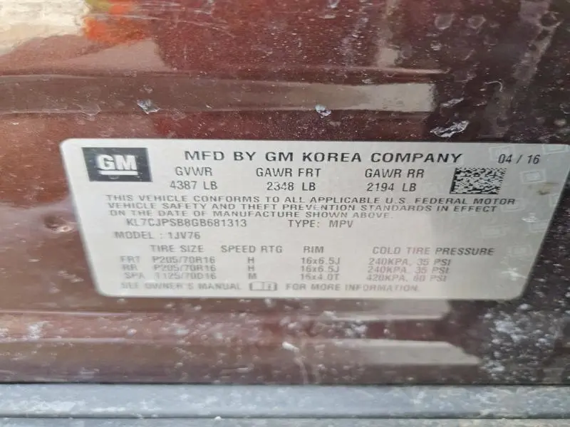 2016 CHEVROLET TRAX 1LT  