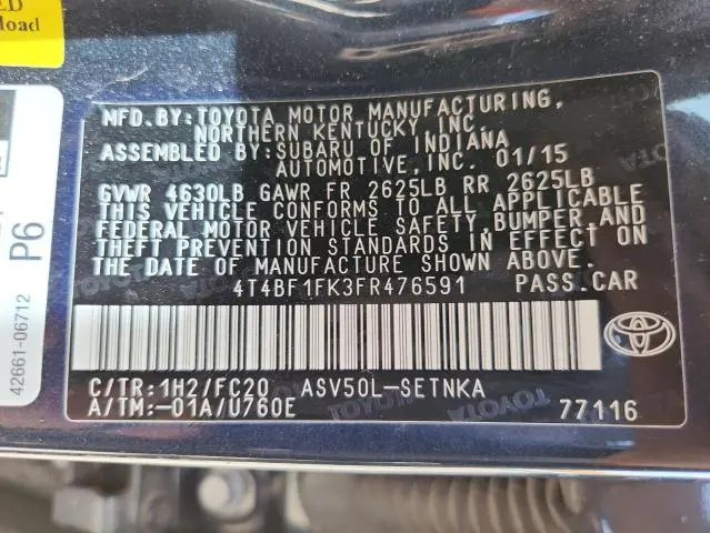 2015 TOYOTA CAMRY LE  