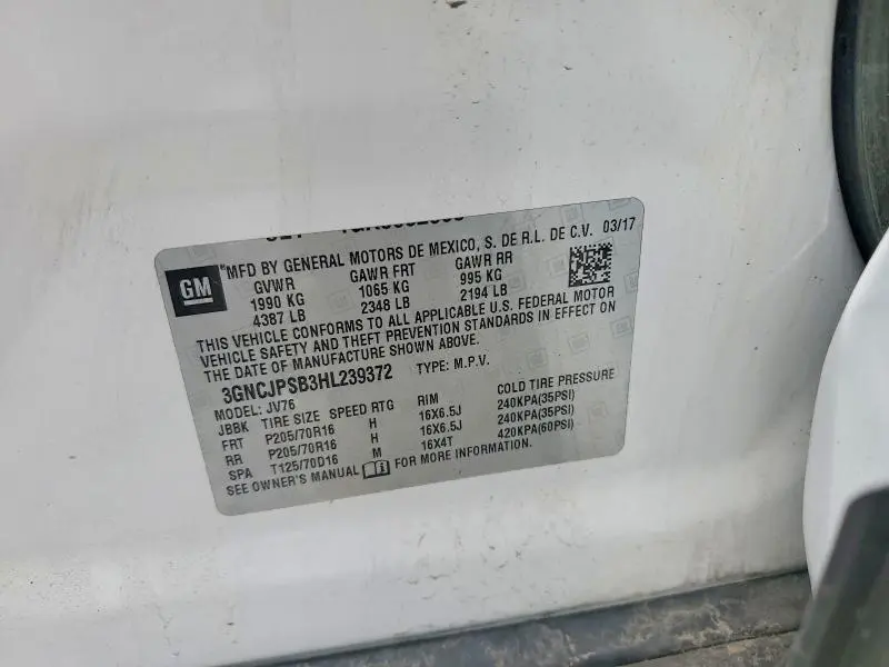 2017 CHEVROLET TRAX 1LT  