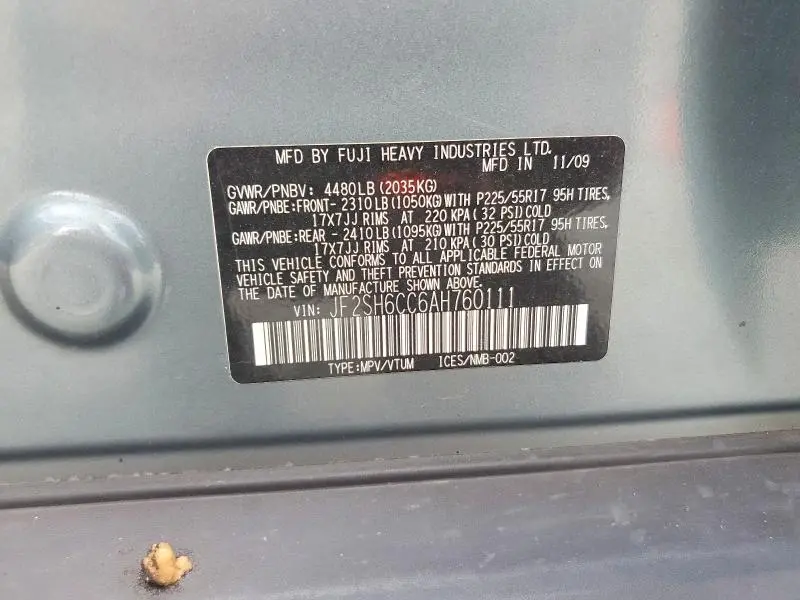 2010 SUBARU FORESTER 2.5X PREMIUM  