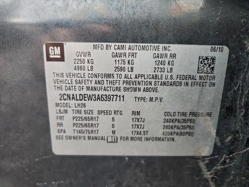 2010 CHEVROLET EQUINOX LT  