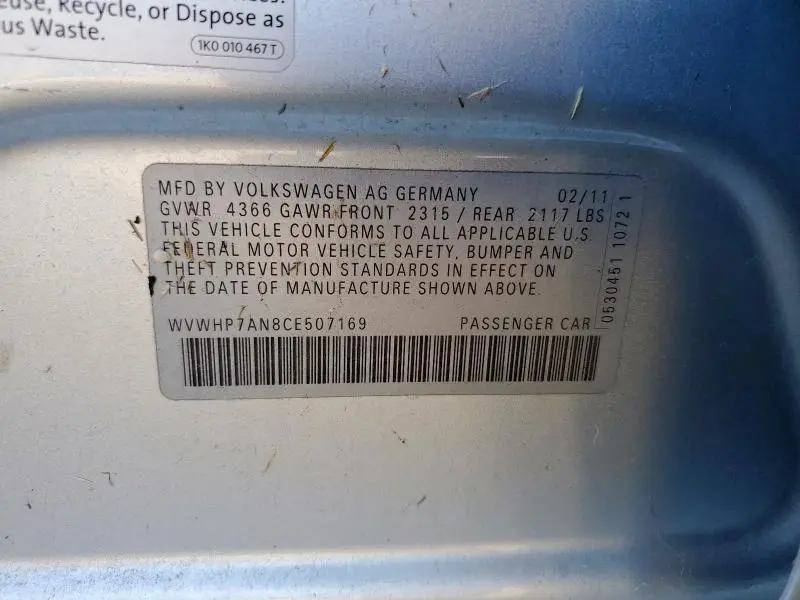 2012 VOLKSWAGEN CC LUXURY  