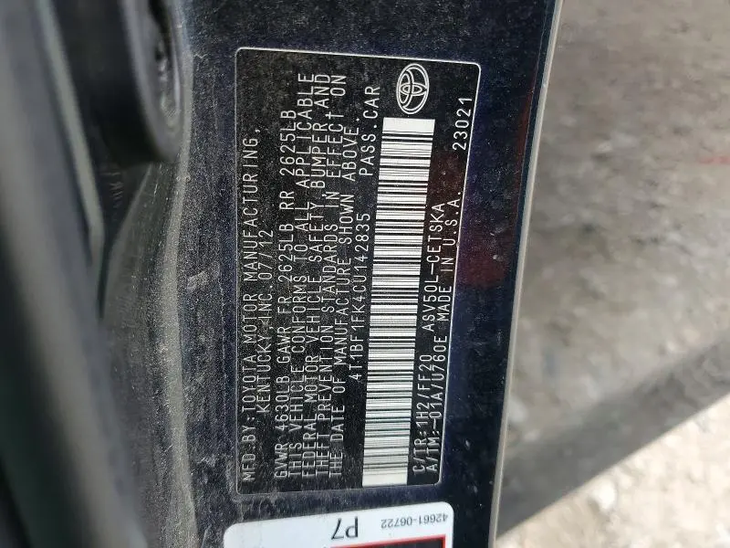 2012 TOYOTA CAMRY SE  