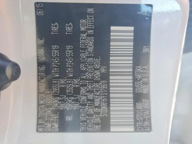 2015 TOYOTA HIGHLANDER LIMITED  