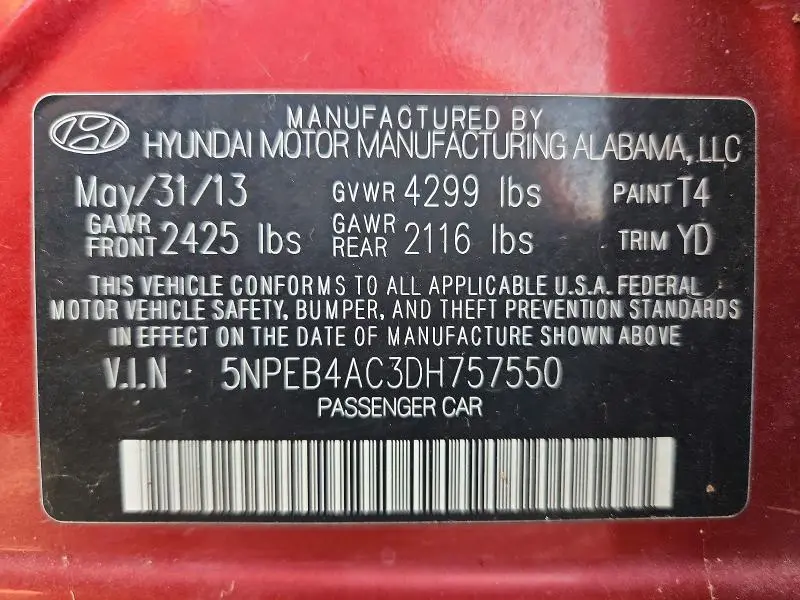 2013 HYUNDAI SONATA GLS  