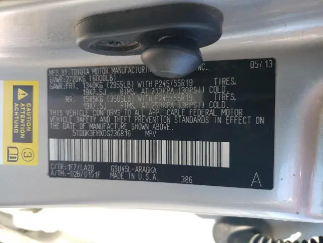 2013 TOYOTA HIGHLANDER LIMITED  