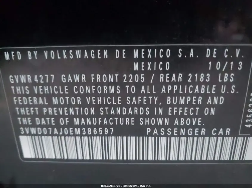 2014 VOLKSWAGEN JETTA 1.8T SE