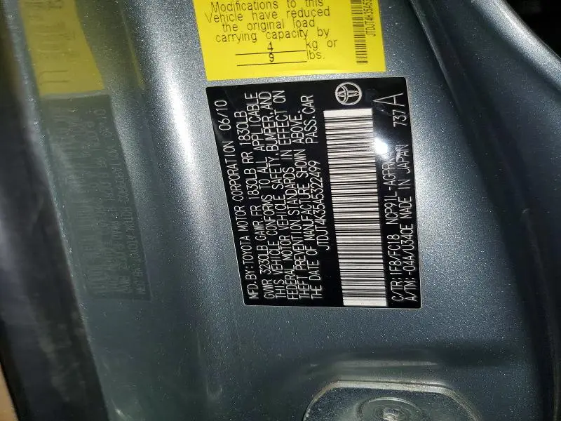 2010 TOYOTA YARIS BASE  