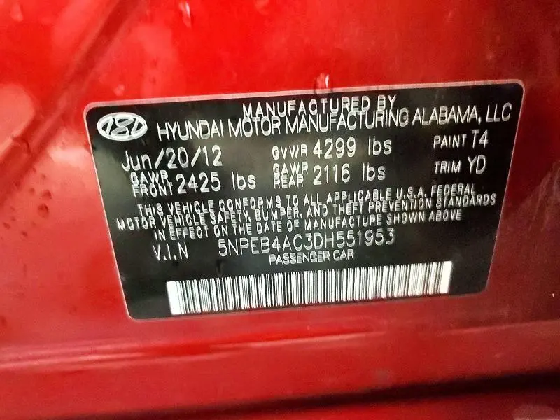 2013 HYUNDAI SONATA GLS  