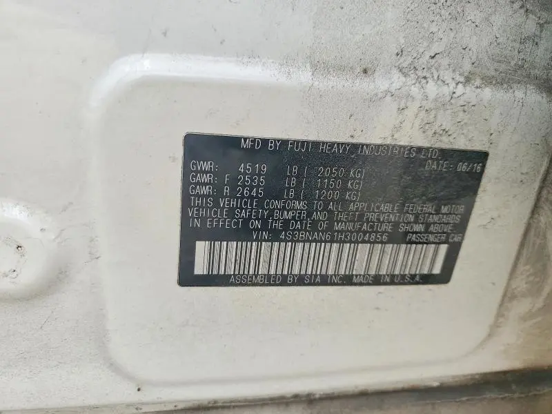 2017 SUBARU LEGACY 2.5I LIMITED  