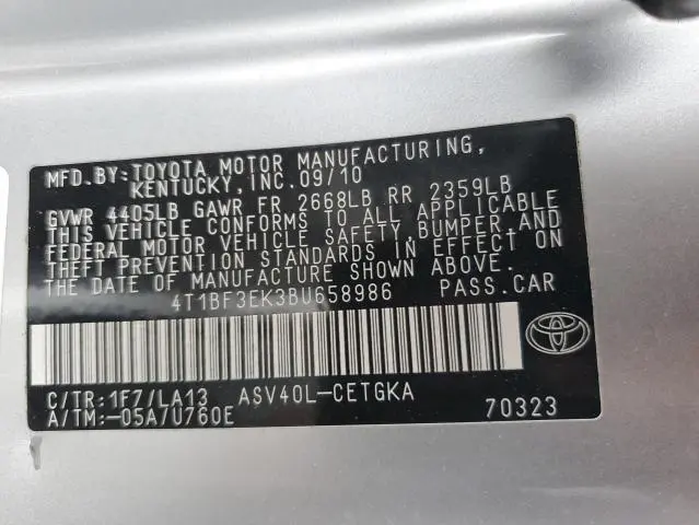2011 TOYOTA CAMRY BASE  