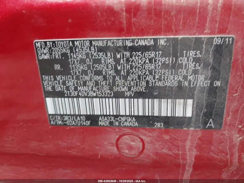 2011 TOYOTA RAV4 LIMITED